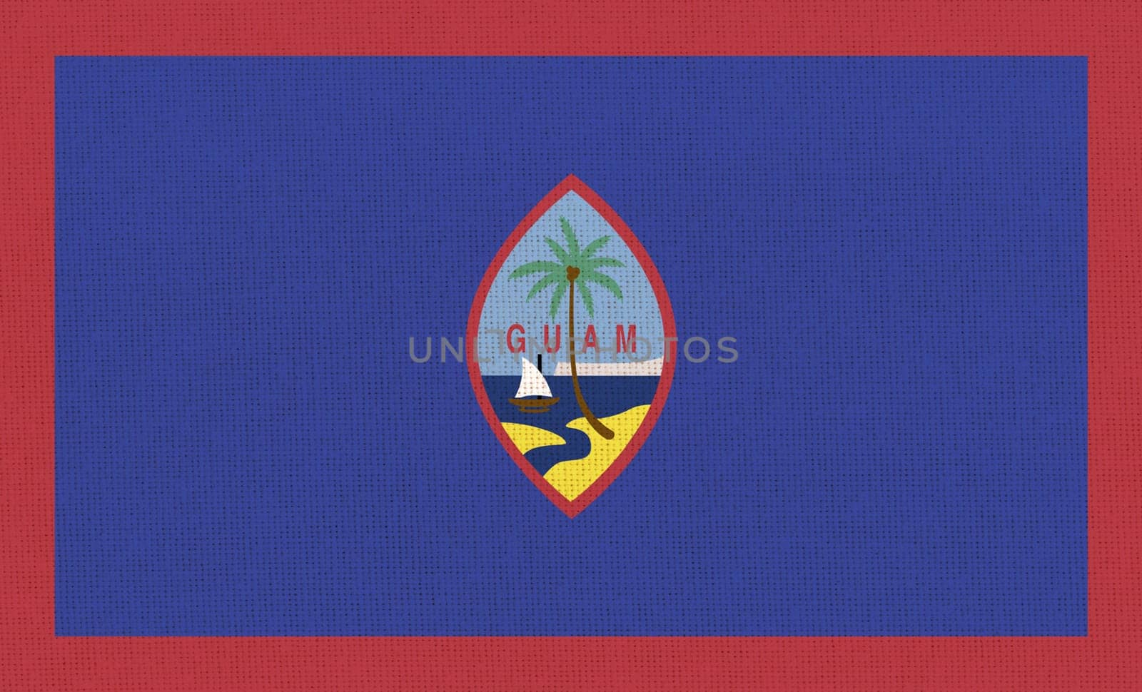 Flag of Guam. Official symbol of organized, unincorporated territory of the United States. 3D illustration. Official symbol of flag of Guam. Island country