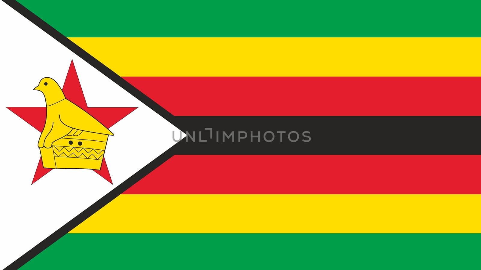 flag of Zimbabwe. National Zimbabwean flag. Zimbabwe national flag. Republic of Zimbabwe