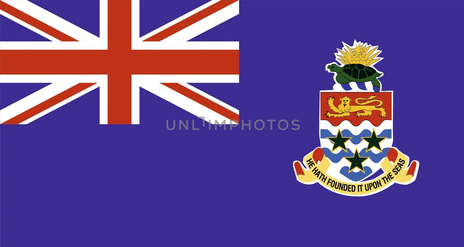 Flag of Cayman Islands. Official symbol of Cayman Islands. 3D illustration. Officail flag of Cayman Islands. Island country