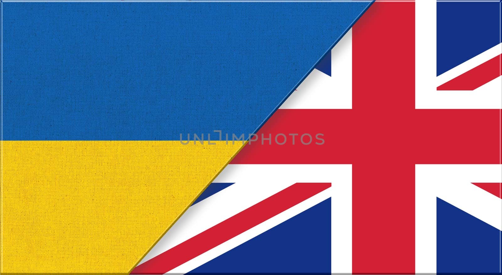 Flags of Ukraine and England. Ukrainian and English flags. National symbols of Ukraine and England. Sports competition. International sports match. Sportive competition. International cooperation