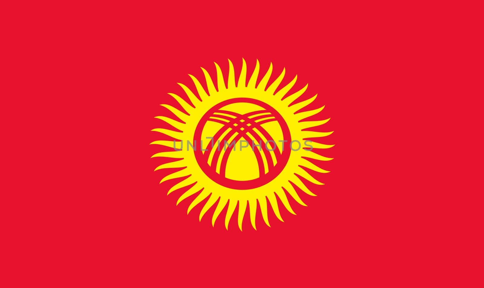 flag of Kyrgyzstan. flag of Asiatic country on fabric surface. Kyrgyz state flag. Fabric texture. Illustration of national symbol of Kyrgyzstan. Kyrgyz Republic official state symbol. 3D illustration