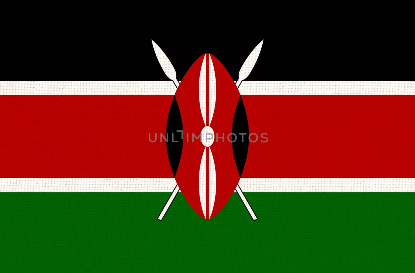 flag of Kenya. National Kenyan flag on fabric surface. Kenyan national flag. Kenyan national flag on textured background. Fabric Texture. Republic of India. African country. State symbol of Kazakhstan