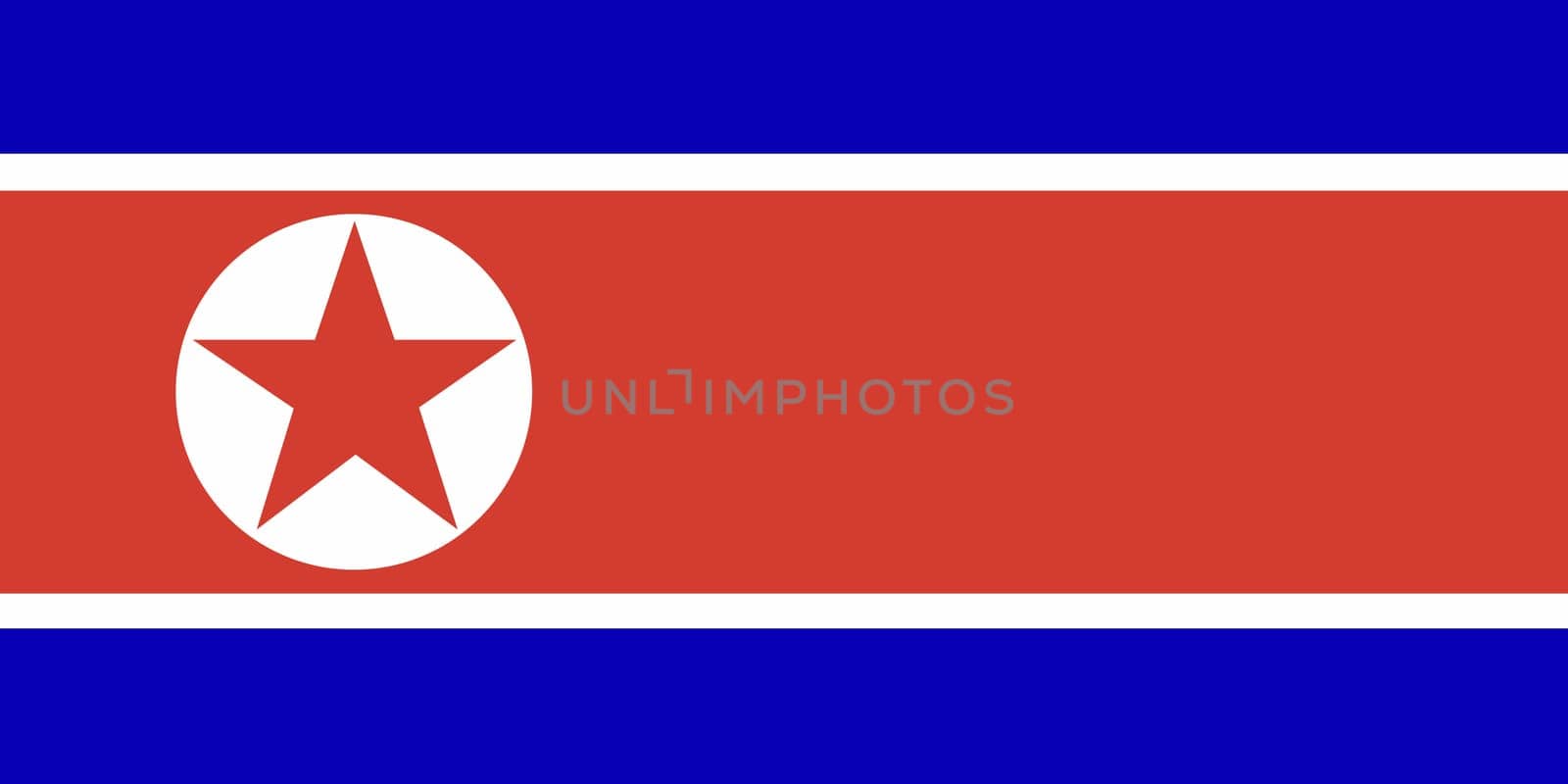 Flag of North Korea. North Korea state symbol. flag of Democratic People Republic of Korea on fabric surface. Fabric Texture. Korean state symbol. Asian country. State symbol of Northern Korea