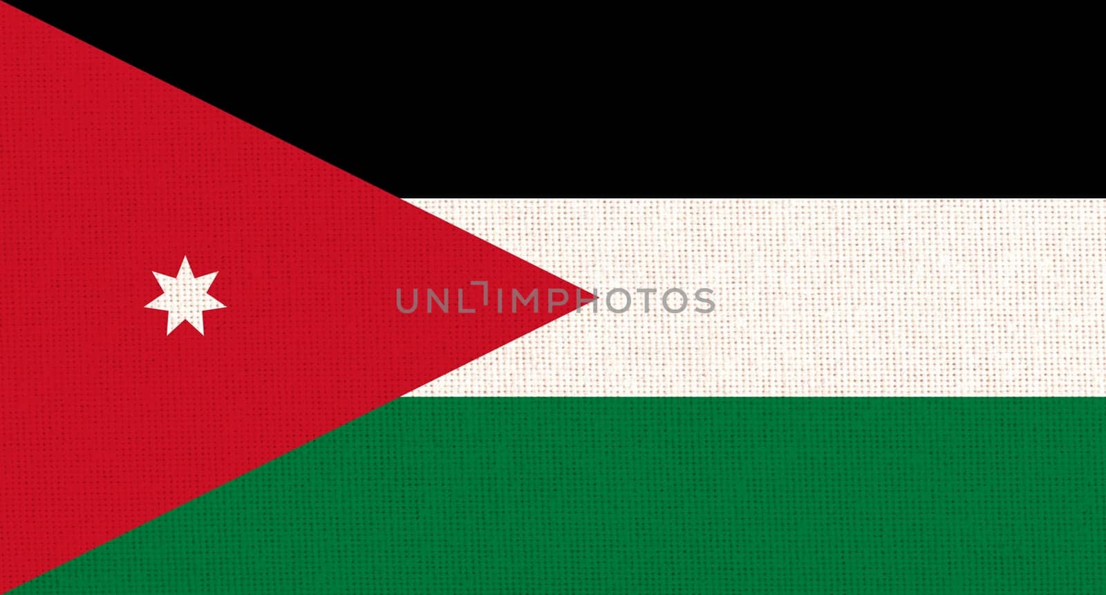 National Jordan flag on fabric surface. national flag on textured background. Fabric Texture. Hashemite Kingdom of Jordan. Asian country. State symbol of Jordan
