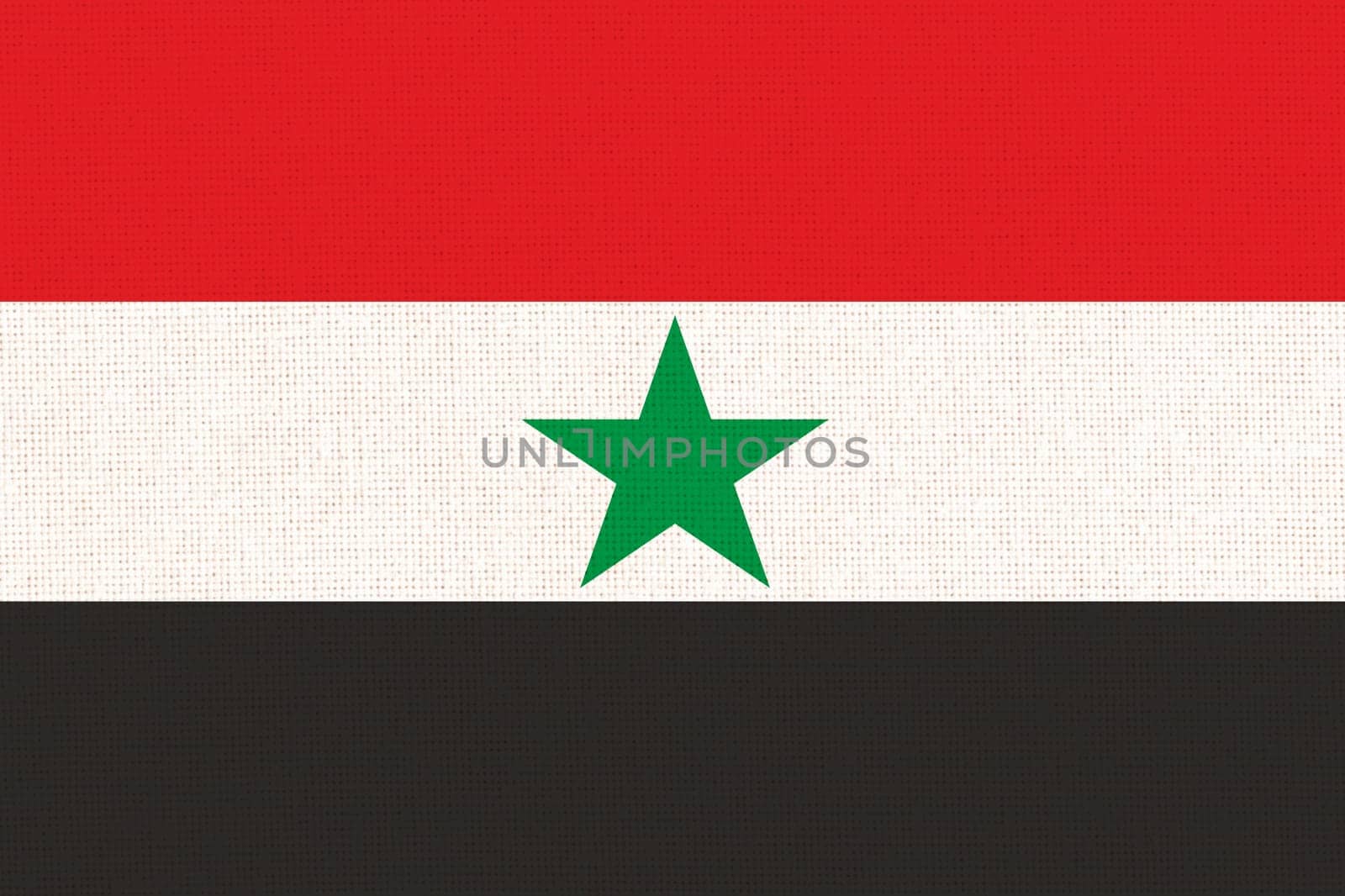 flag of Yemen . National Yemen flag on fabric surface. national flag on textured background. Fabric Texture. Yemen Arab Republic