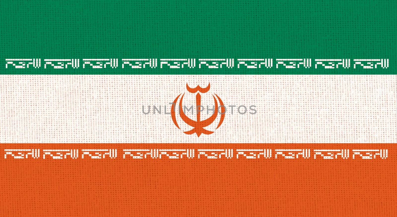 flag of Iran. National Iranian flag on fabric surface. Iranian national flag on textured background. Fabric Texture. Islamic Republic of Iran. Asian country. State symbol of Iran