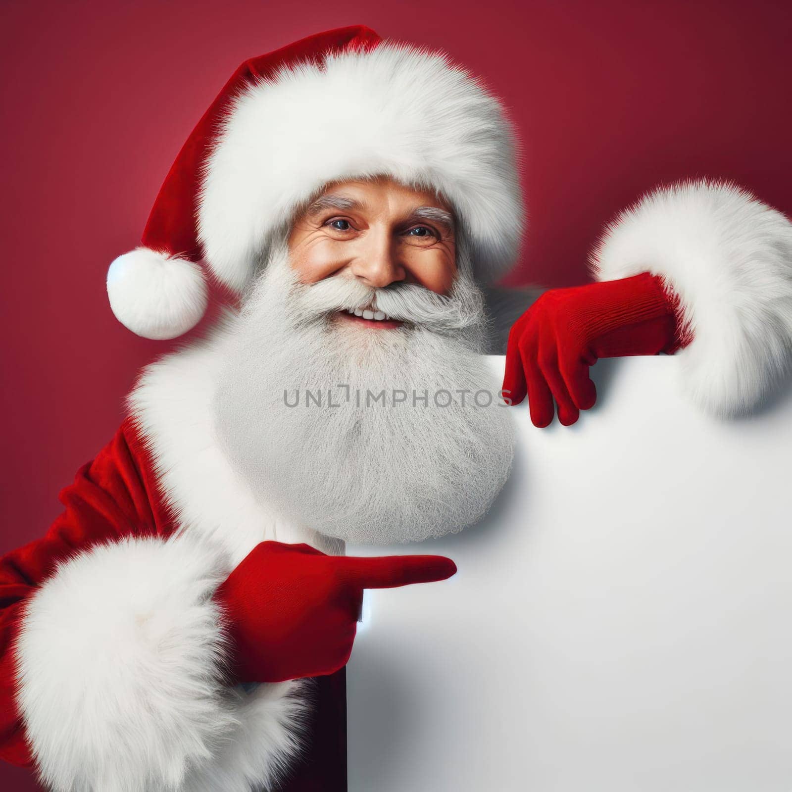 santa claus holding a sign for copyspace generative ai
