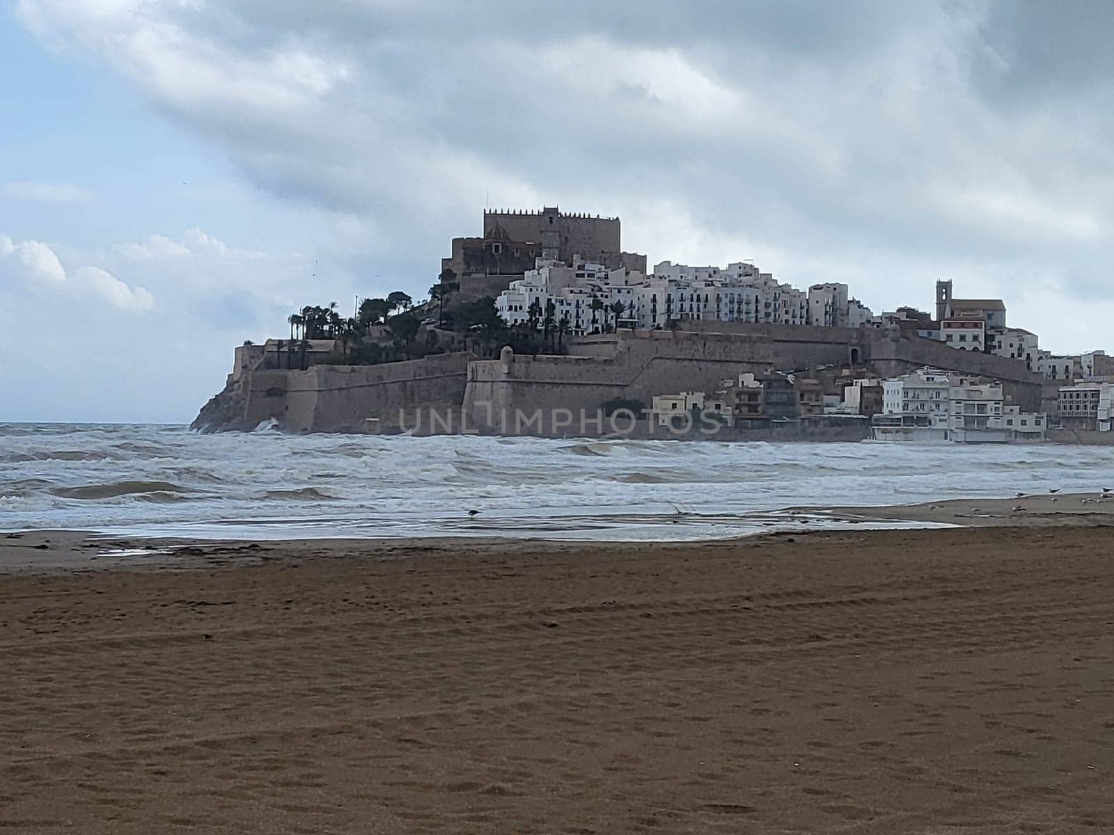 PENISCOLA,SPAIN - NOVEMBER 12..2022  Peniscola ,Spain - 12..2022: Peniscola castle, top view. Costa del Azahar, province of Castellon, Valencian Community
