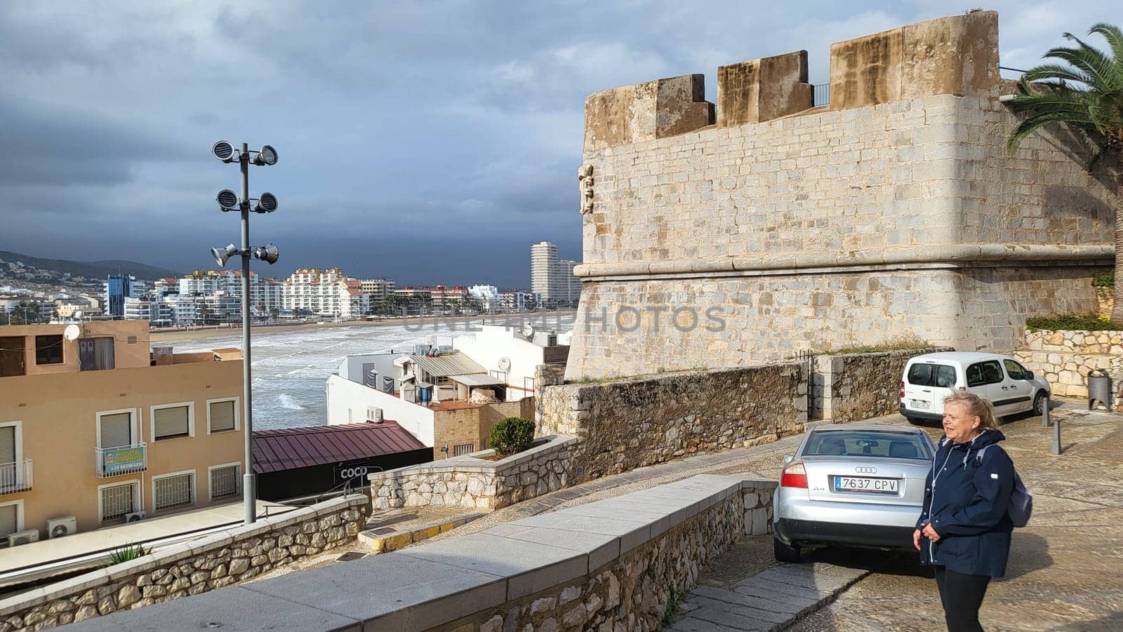 PENISCOLA,SPAIN - NOVEMBER 12..2022  Peniscola ,Spain - 12..2022: Peniscola castle, top view. Costa del Azahar, province of Castellon, Valencian Community