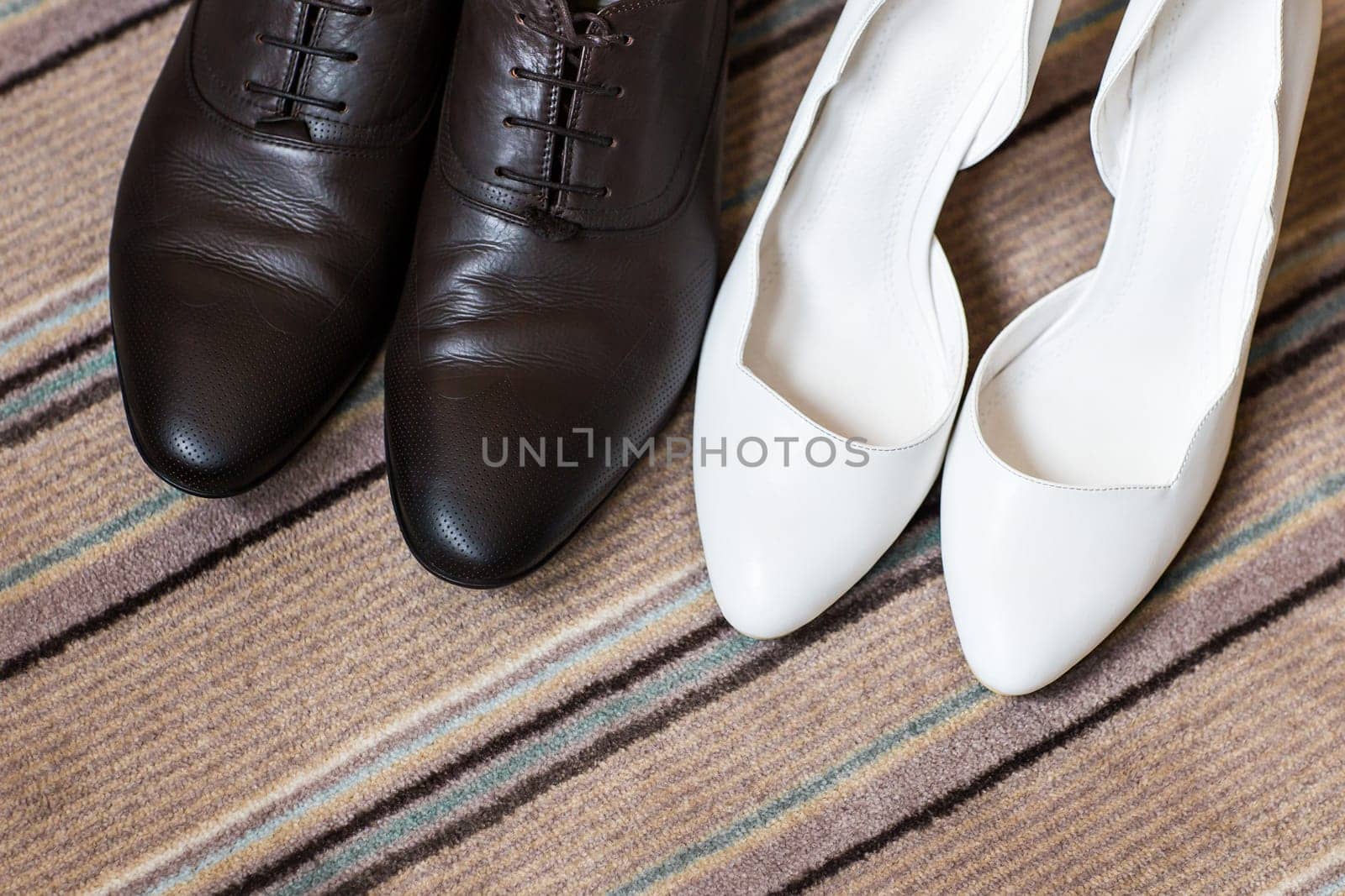 Man and woman shoes. A pair of wedding shoes