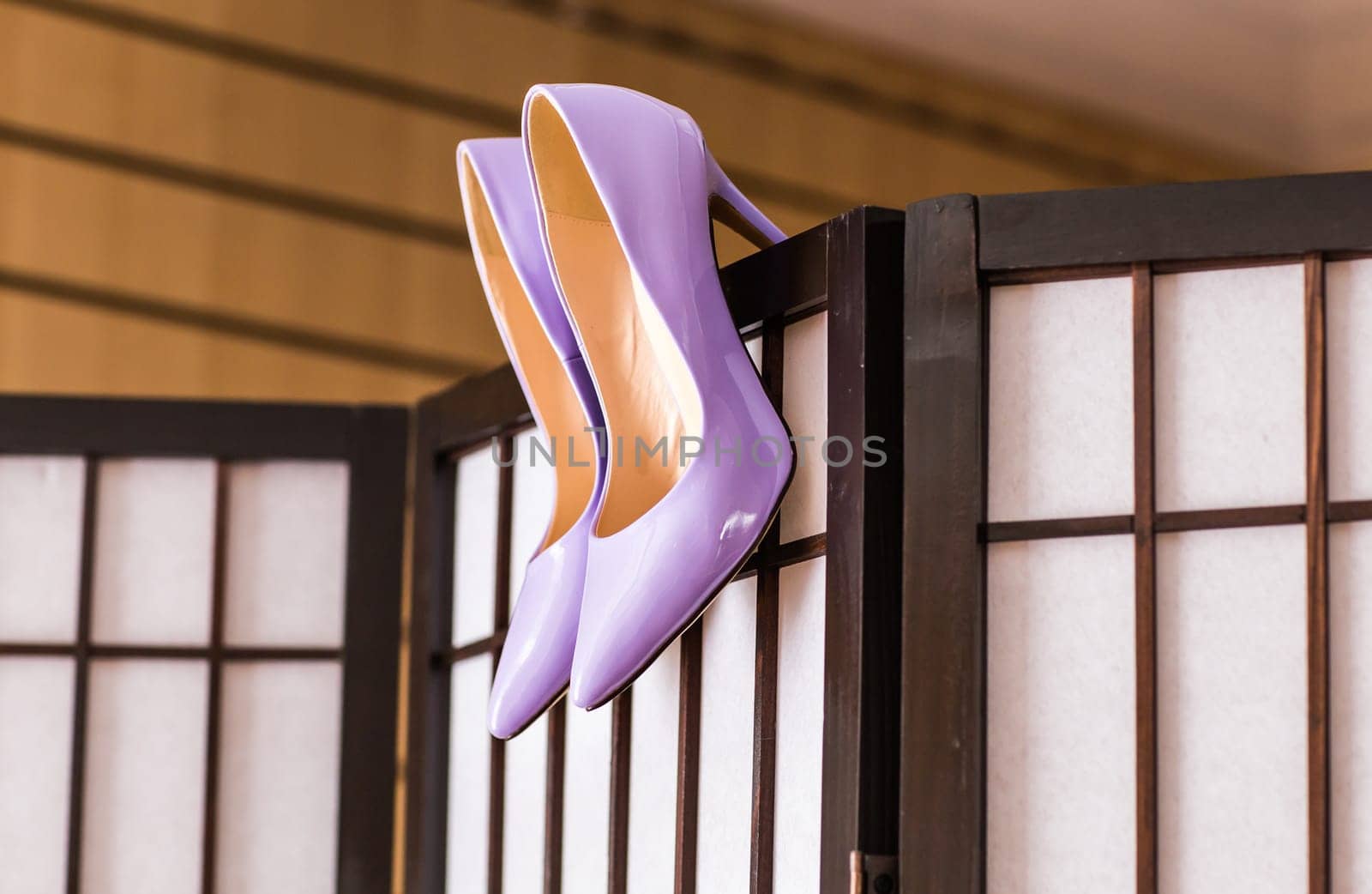 A pair of purple shoes. Shoes for wedding