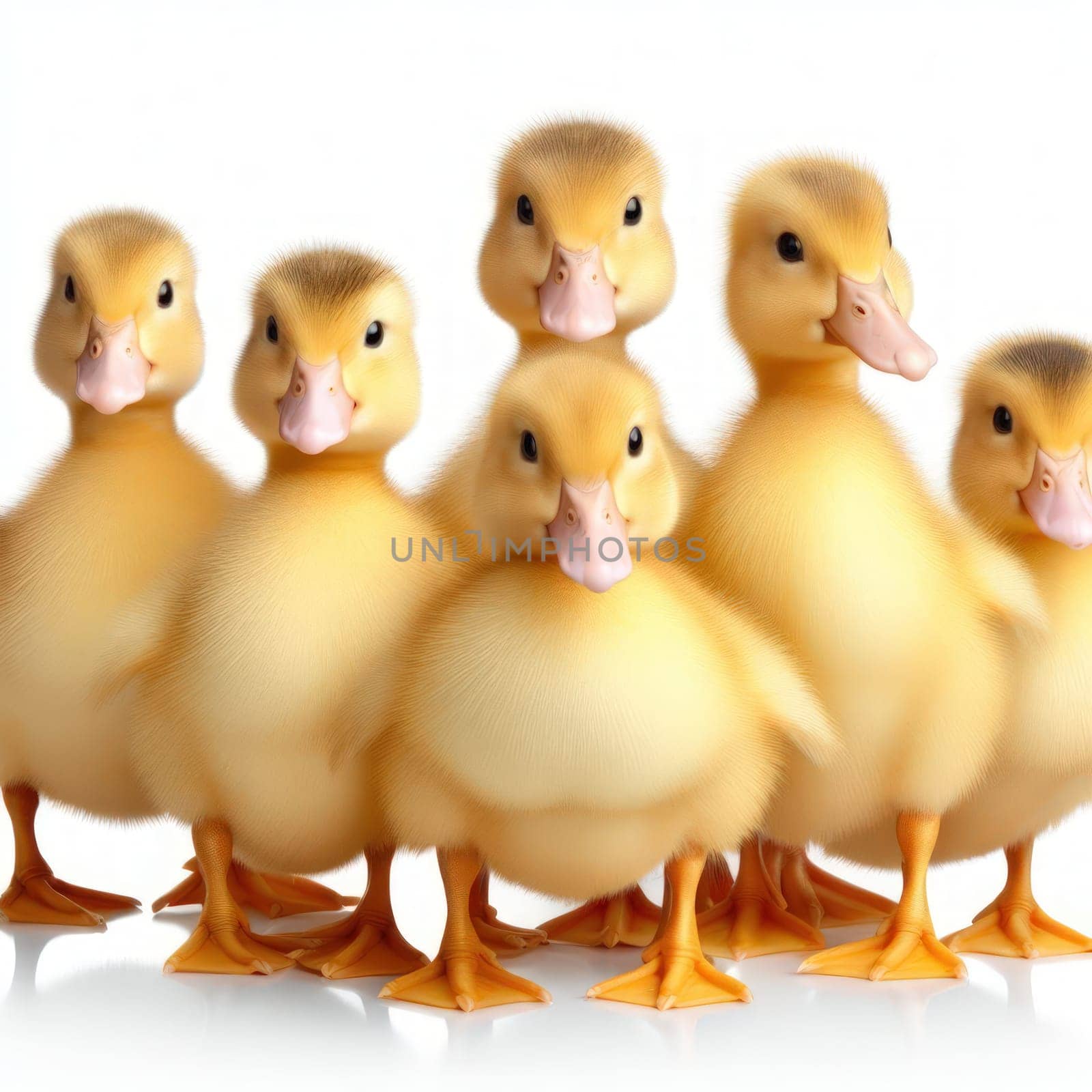 gorgeous cute little ducklings on white generative ai