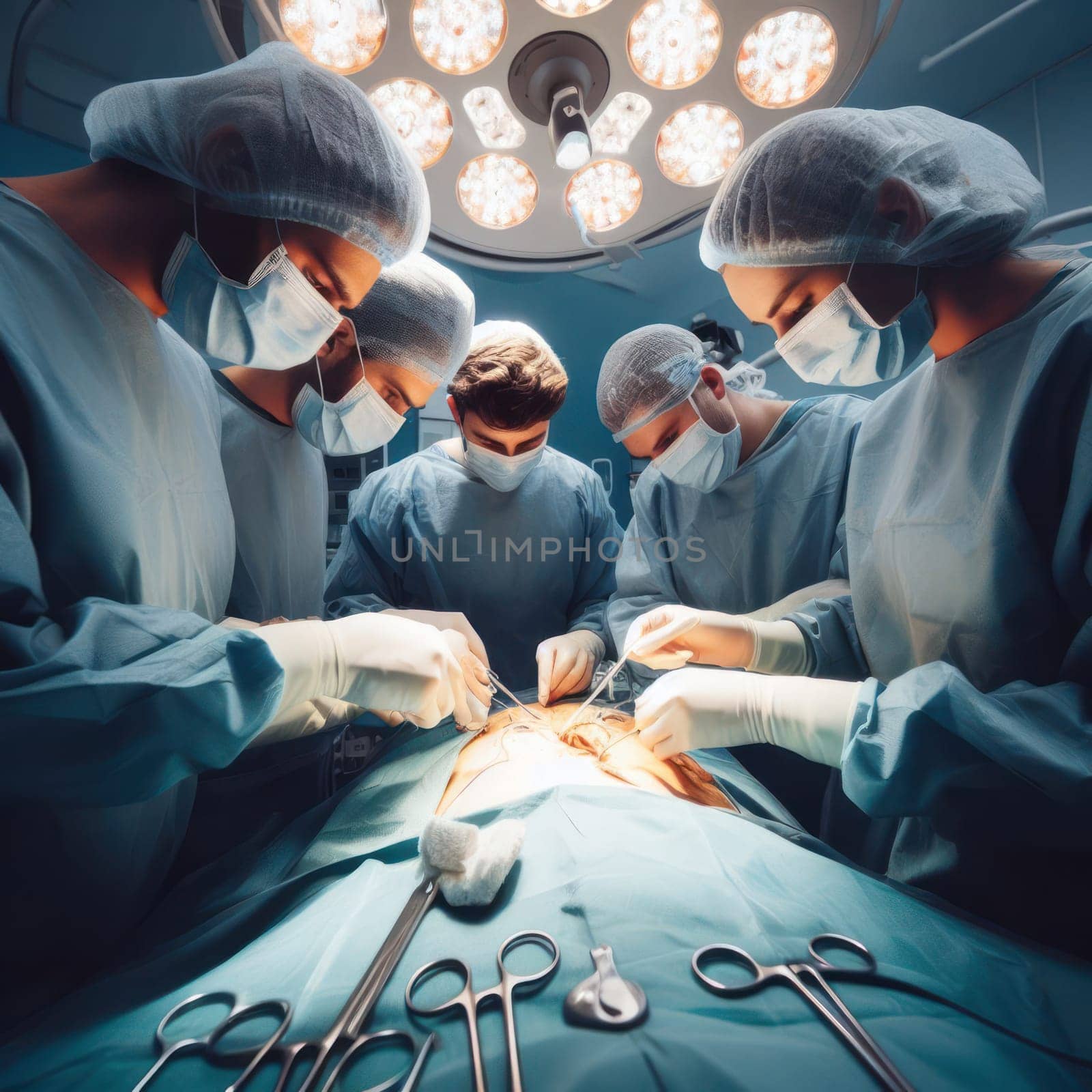 doctors and nurses medical team performing an operation on a patient generative ai