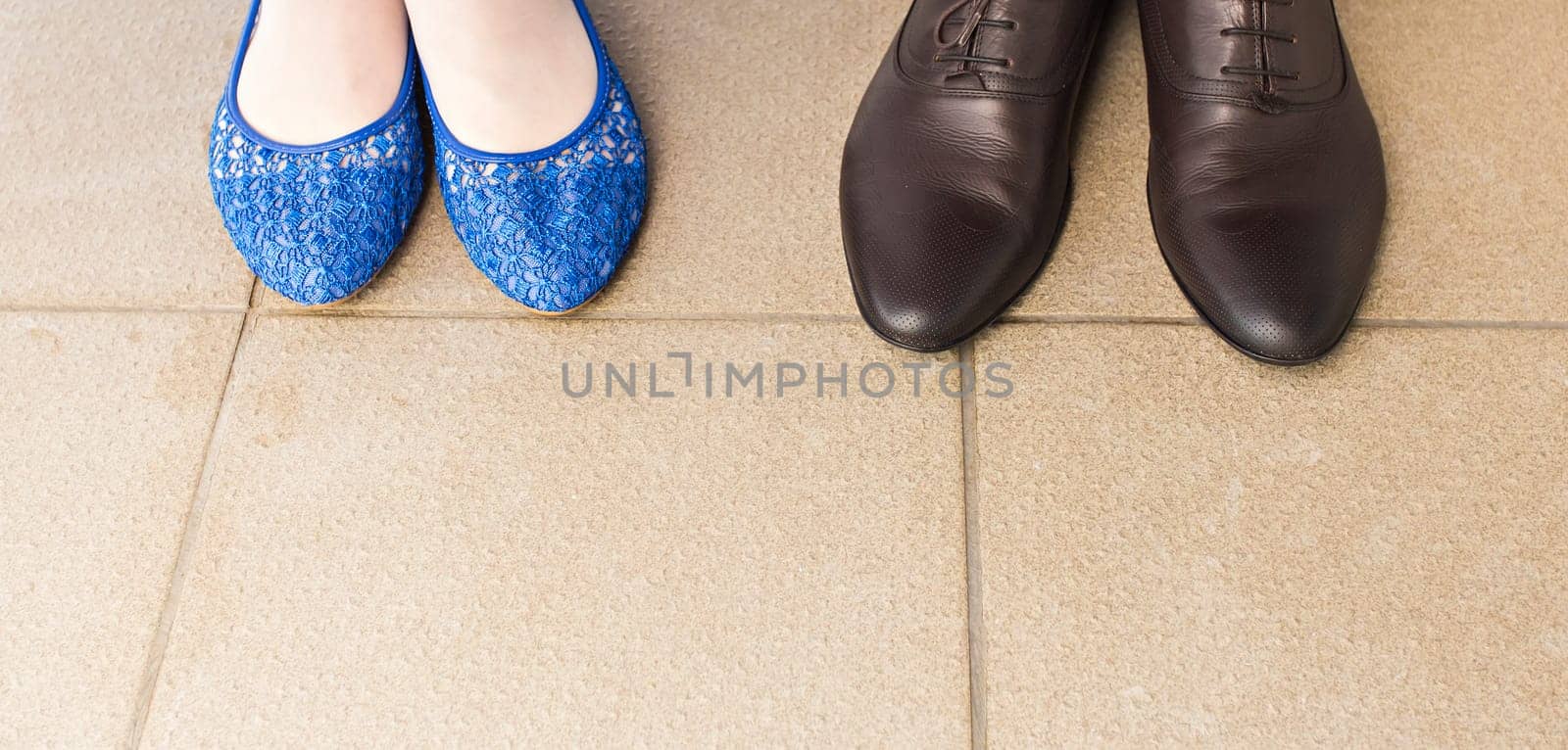 Man and woman shoes. A pair of wedding shoes