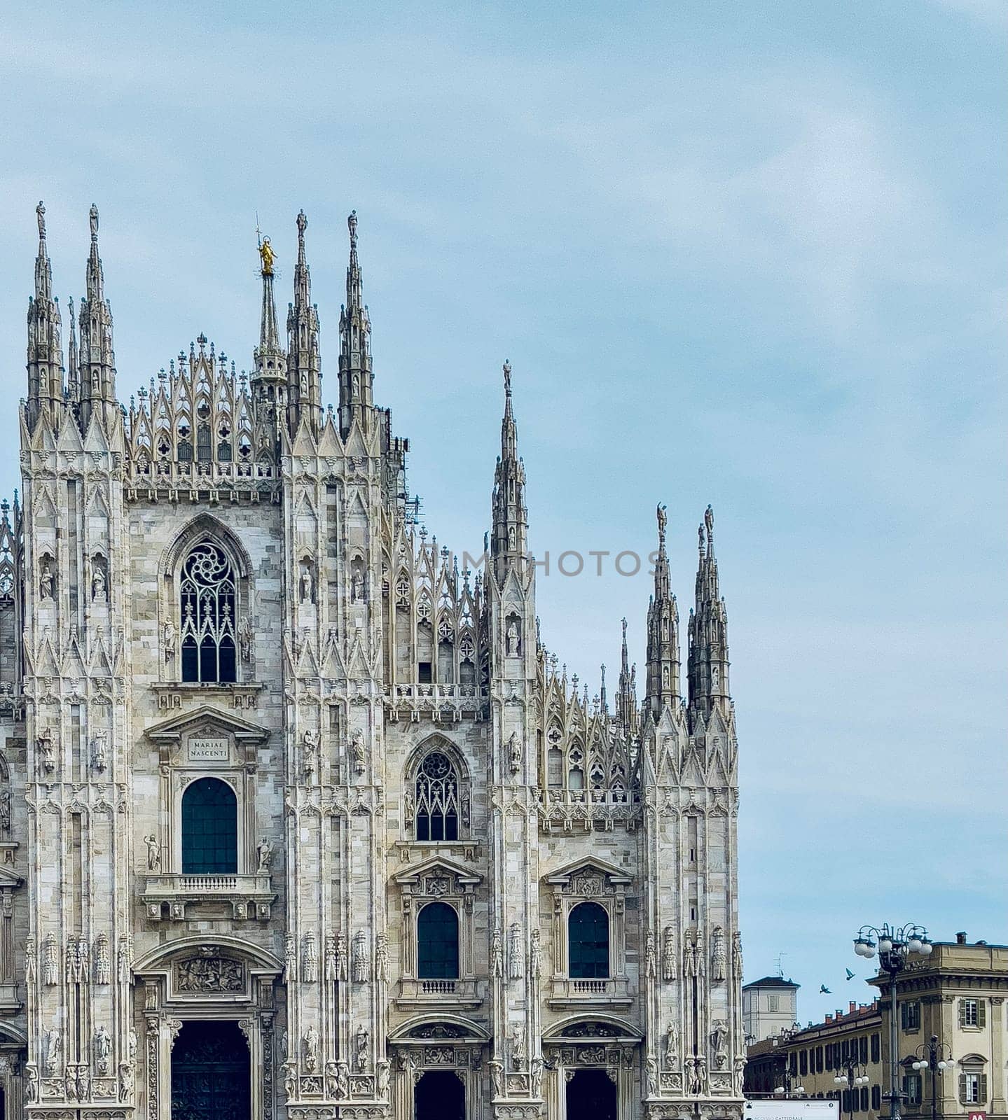 Part of the architecture of Milan Cathedral in Italy