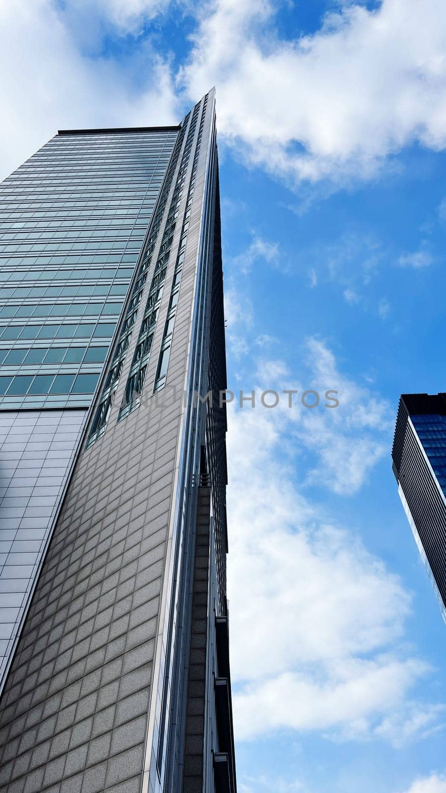 high skyscrapers on the background of the blue sky