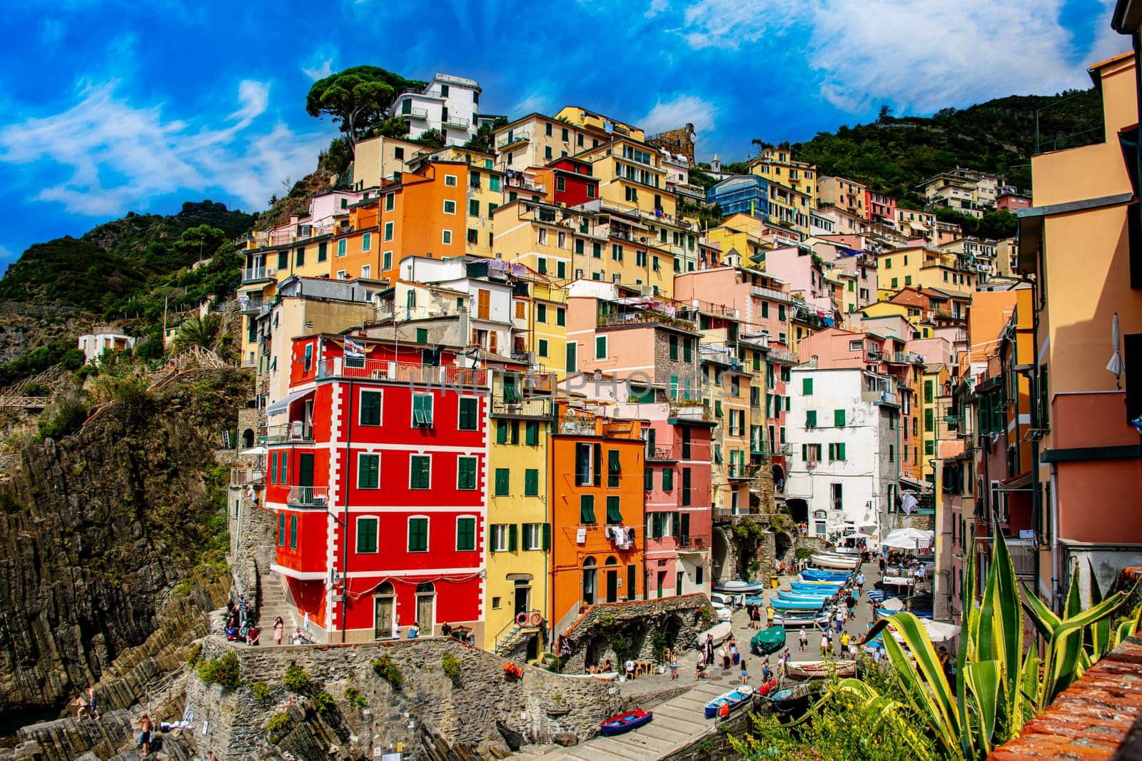 RIOMAGGIORE, ITA - SEP 17, 2023: Architecture of Riomaggiore in Liguria, Italy