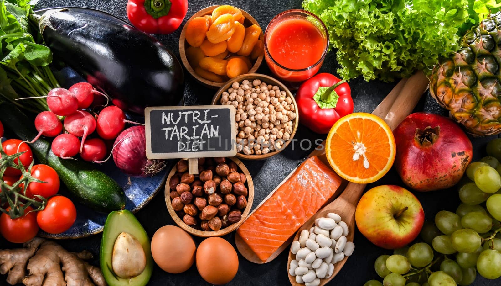 Food products representing the nutritarian diet which may improve overall health status