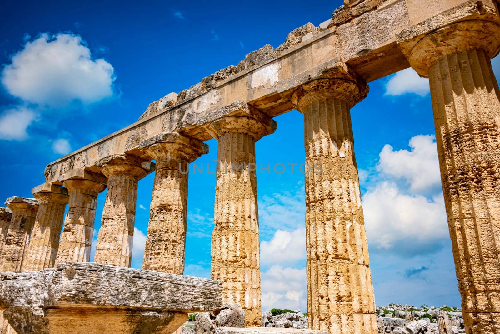 The Temple of Hera at Selinunte, an ancient Greek city on the south-western coast of Sicily in Italy