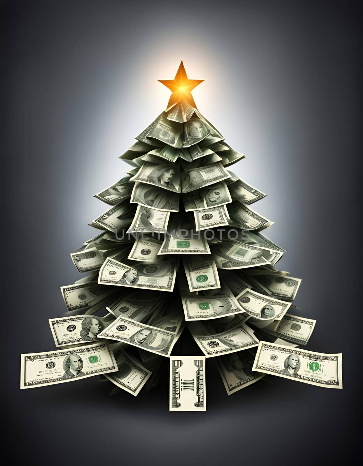Christmas tree from the banknotes, be rich and happy