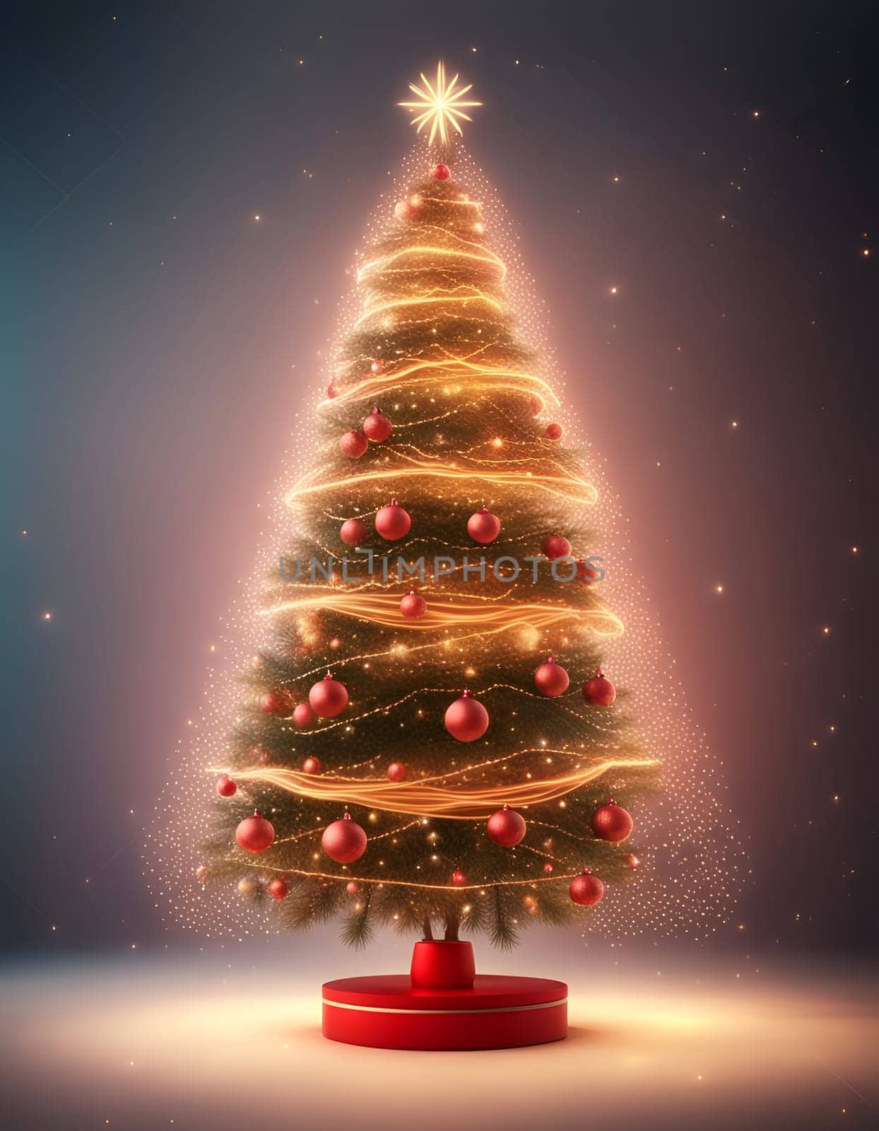 Shining and glowing Christmas tree, abstract illustration