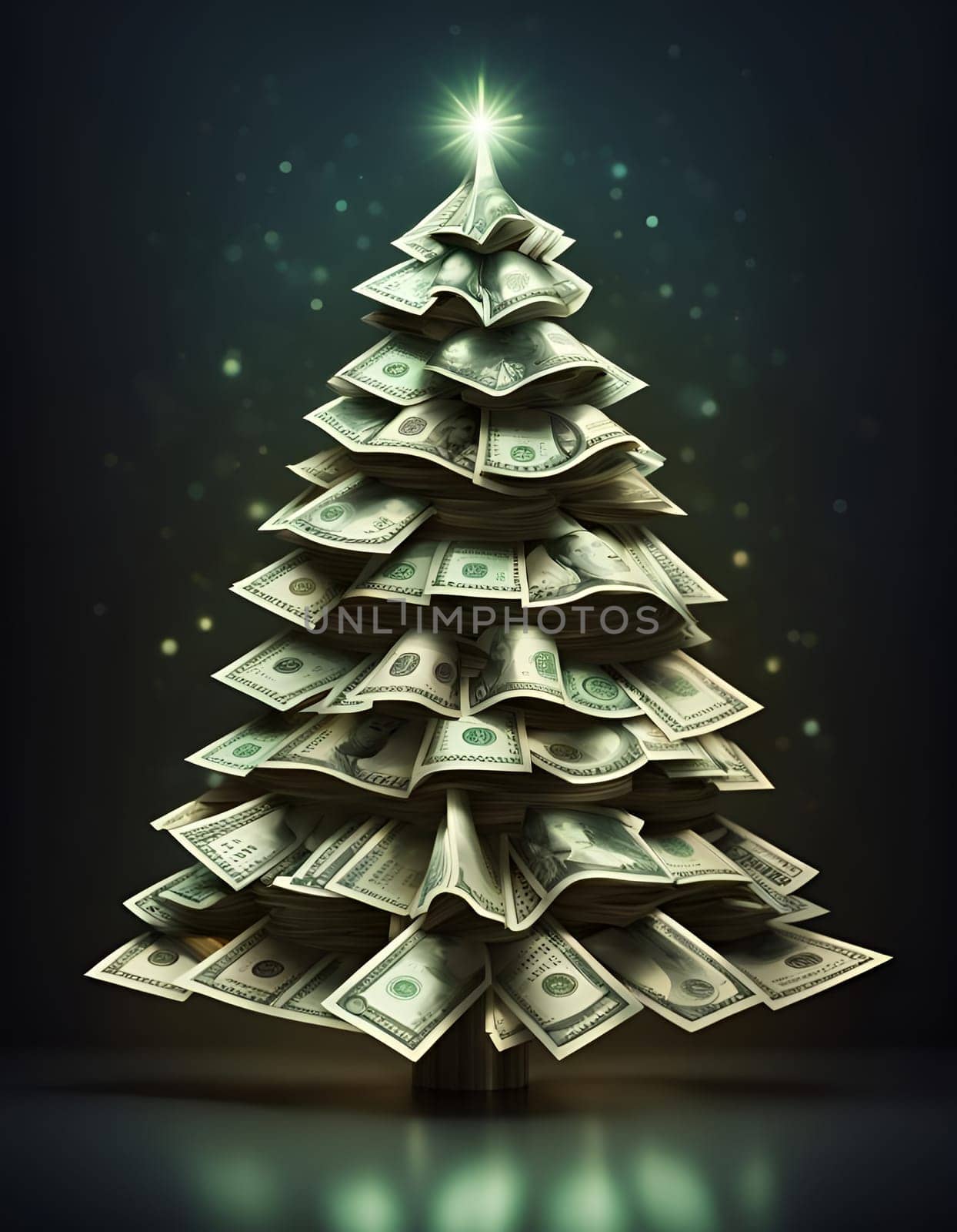 Christmas tree from the banknotes, be rich and happy