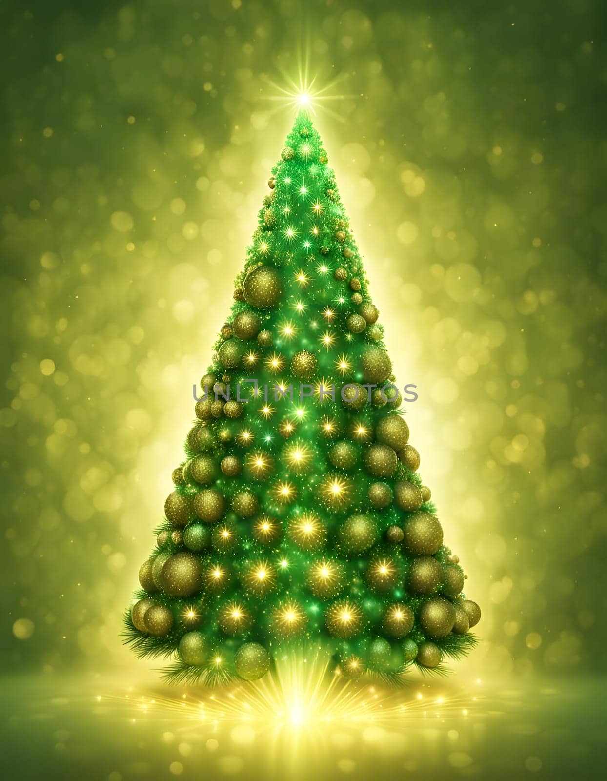 Shining and glowing Christmas tree, abstract illustration