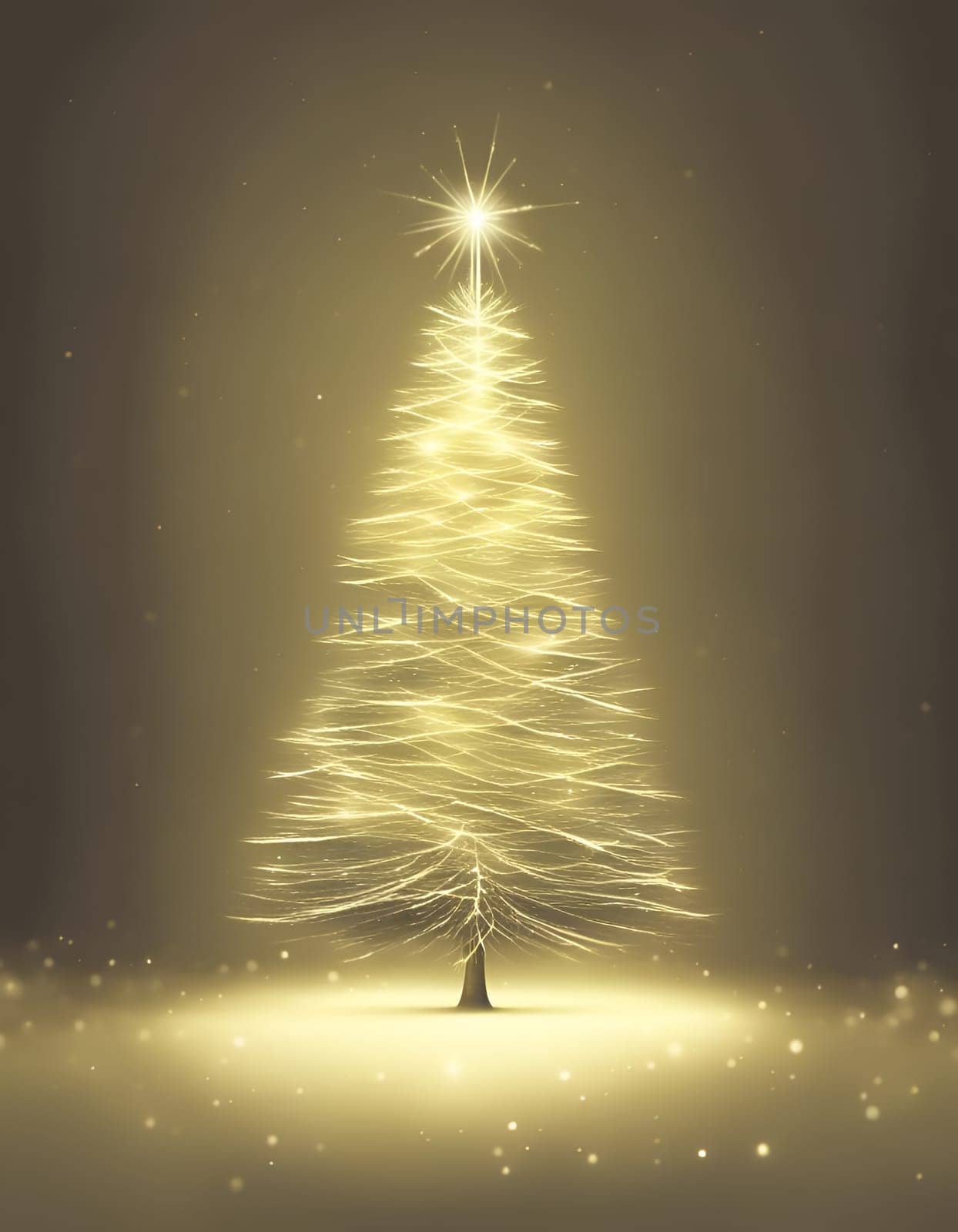 Shining and glowing Christmas tree from lines of light