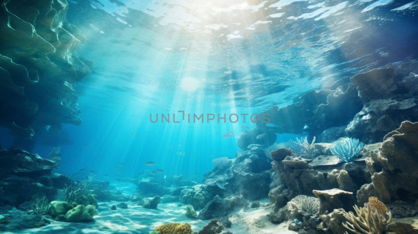 Beautiful ocean view with sunbeam. Nature and Ocean beauty concept.