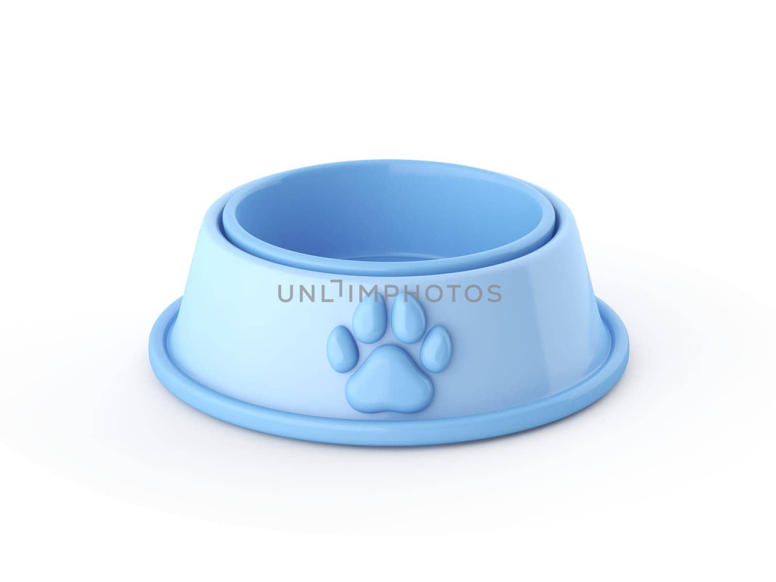 Blue pet food bowl 3D rendering illustration isolated on white background