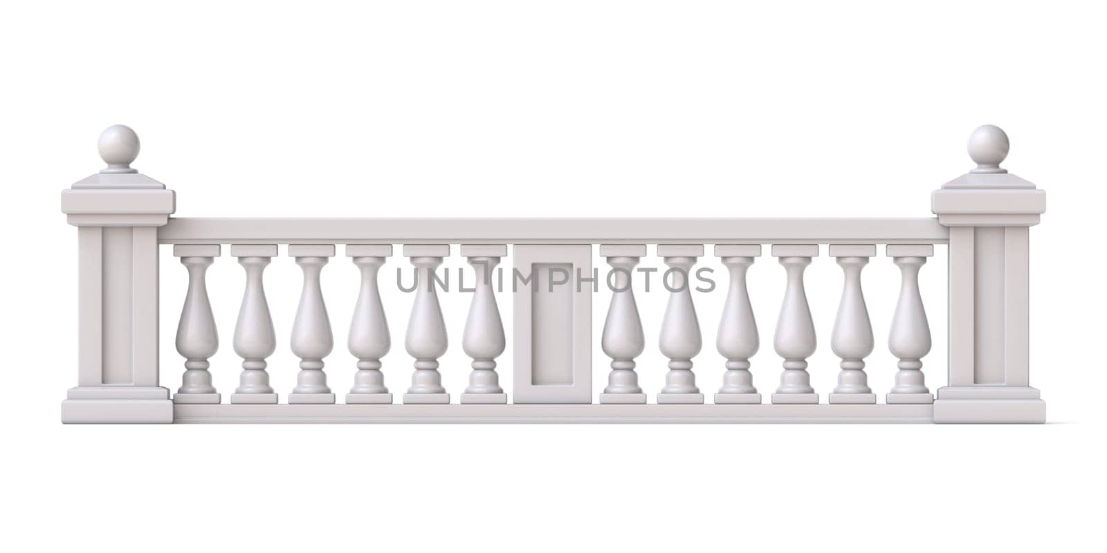 White stone fence 3D rendering illustration isolated on white background