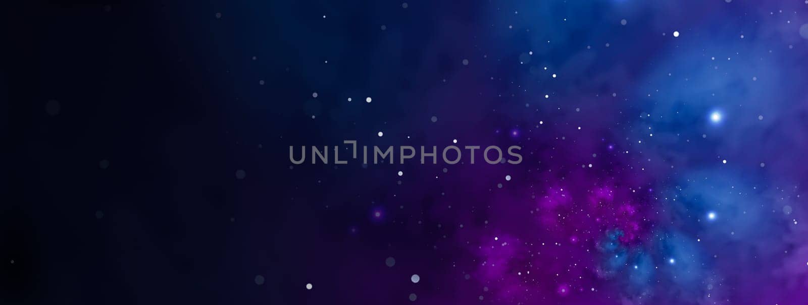 Starry background with blue and violet nebula. Concept for space, astronomy, galaxy, universe