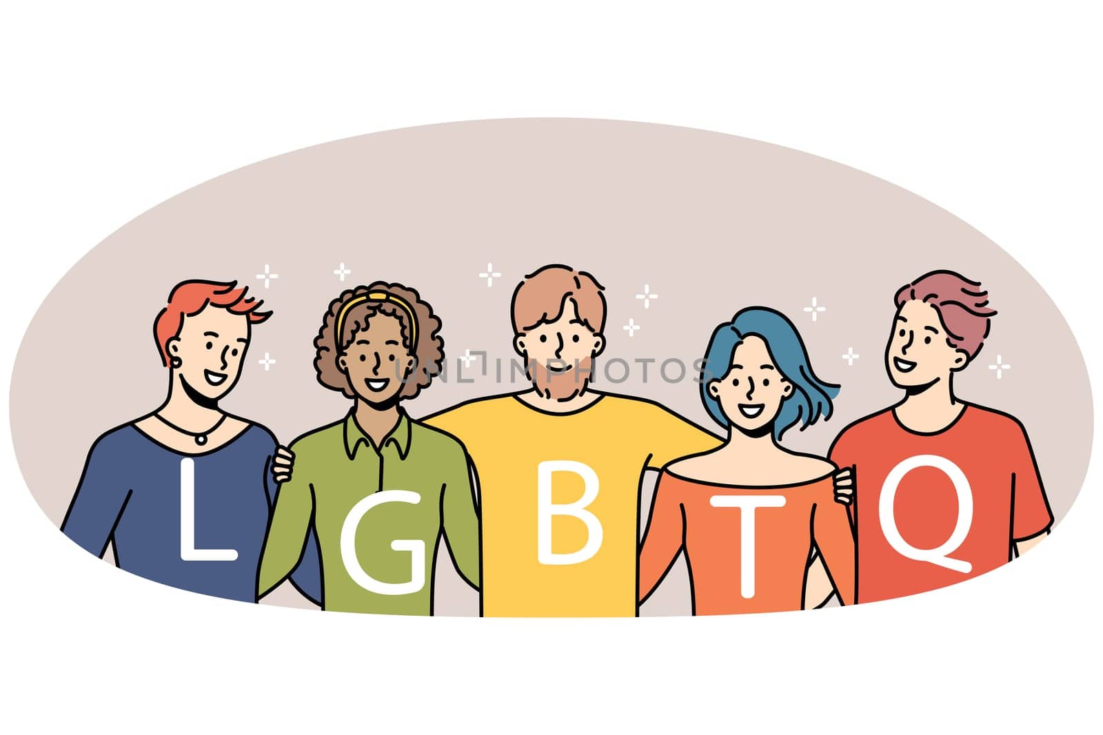 Smiling people support LGBTQ community
