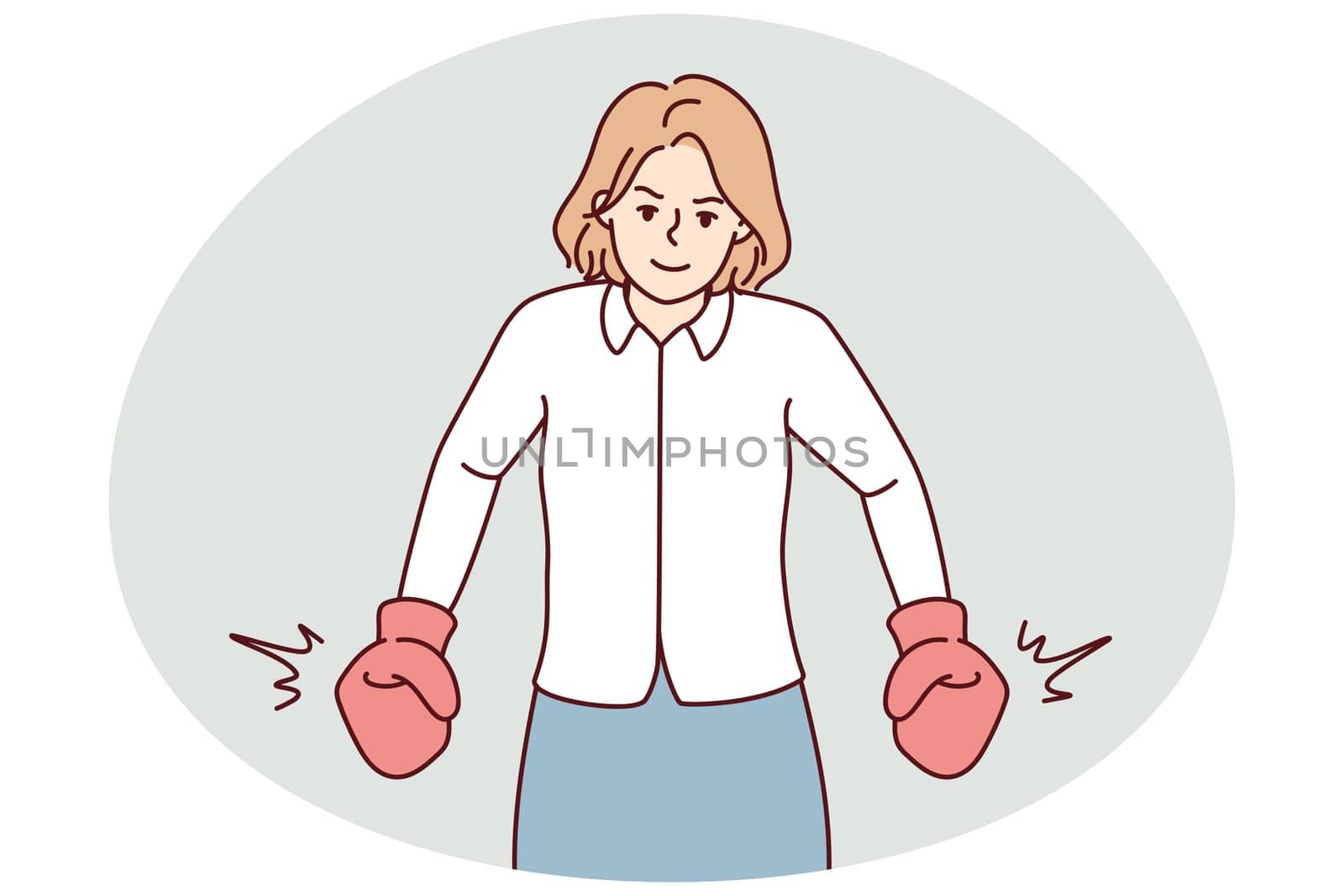 Strong businesswoman in boxing gloves