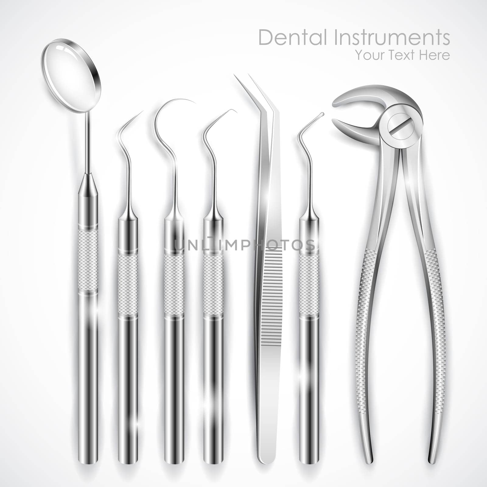 illustration of set of realistic dental equipment