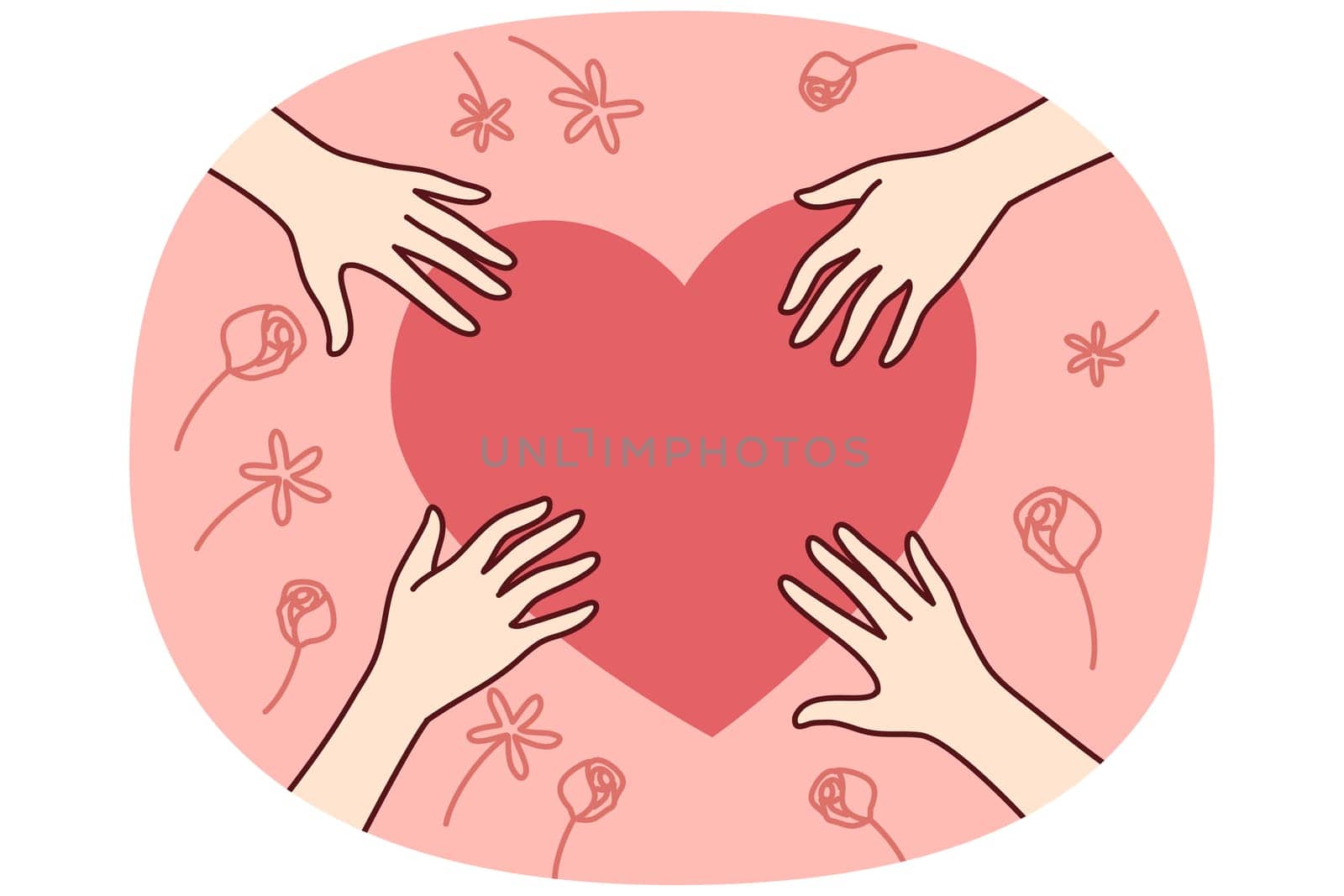 People hands touch heart sign