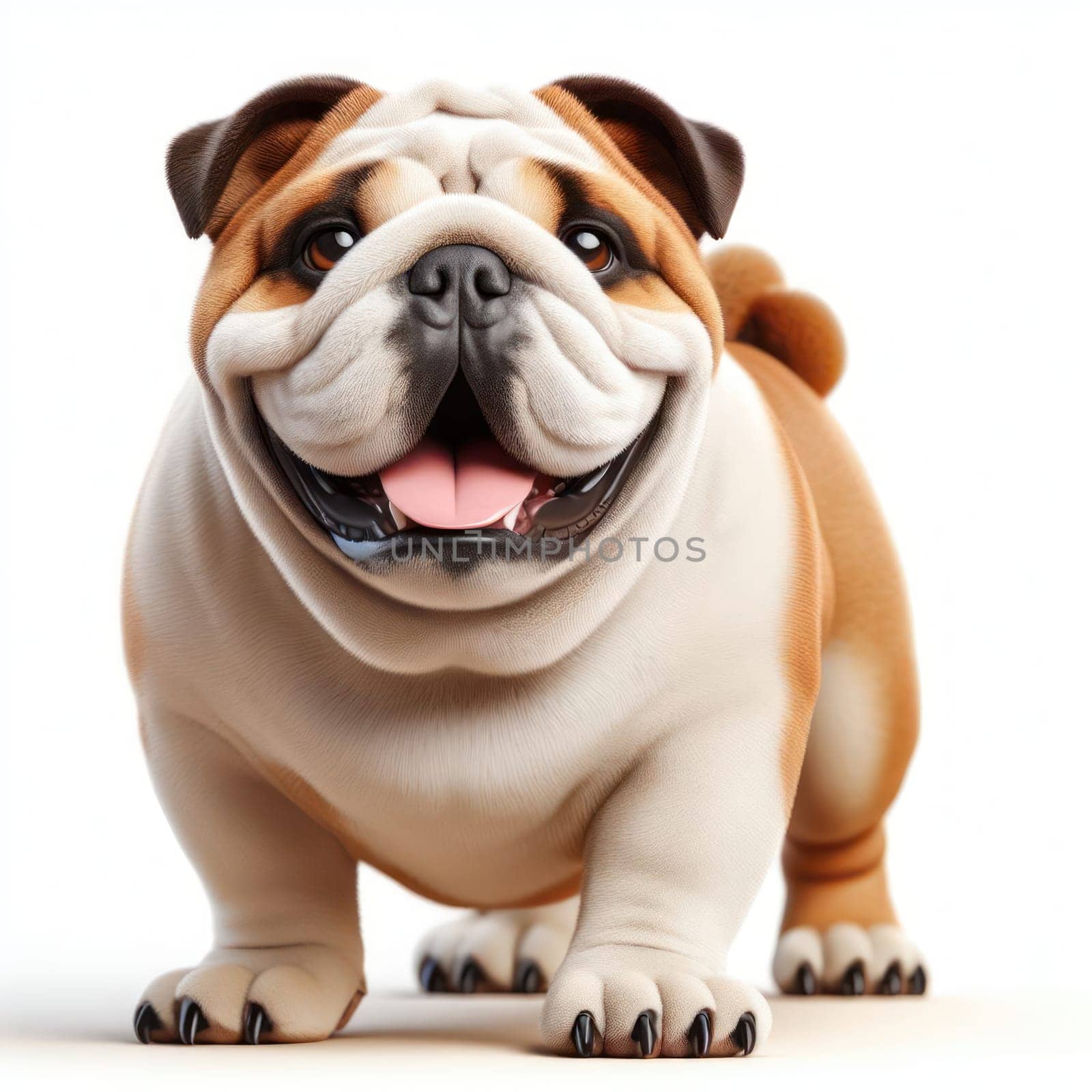 adorable happy british bulldog dog up close generative ai