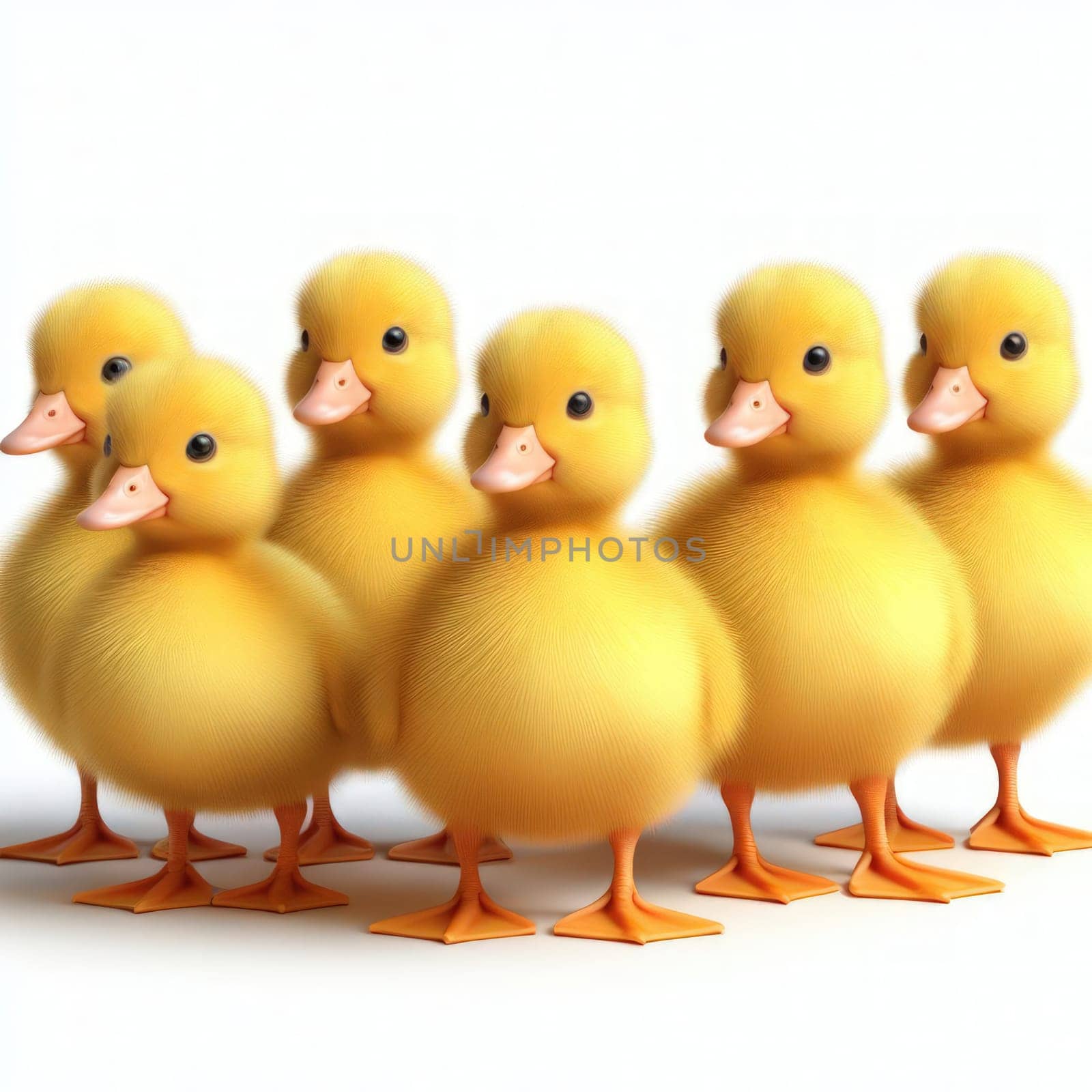 gorgeous cute little ducklings on white generative ai