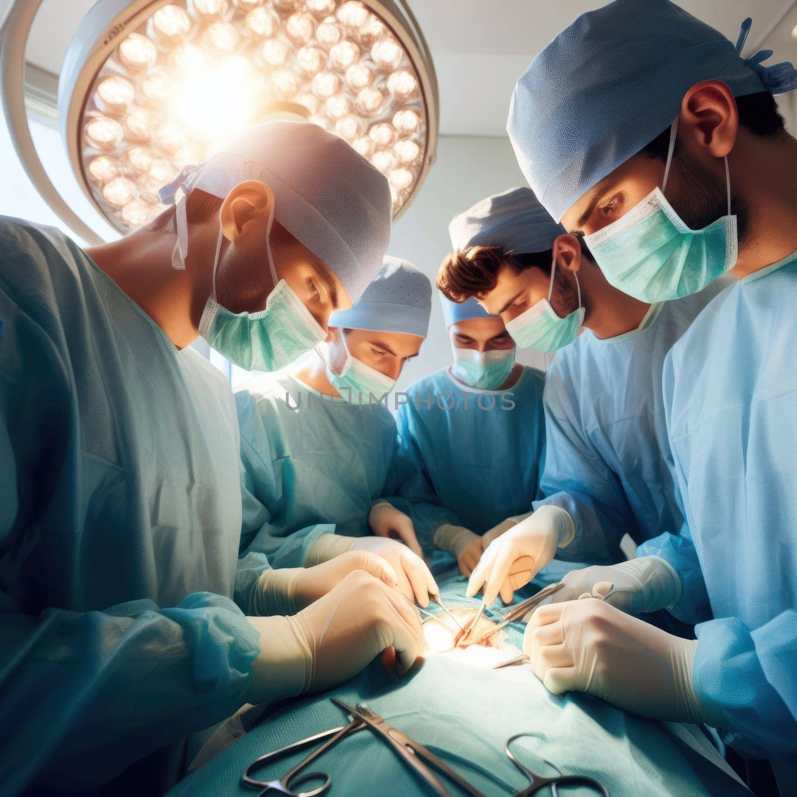 doctors and nurses medical team performing an operation on a patient generative ai