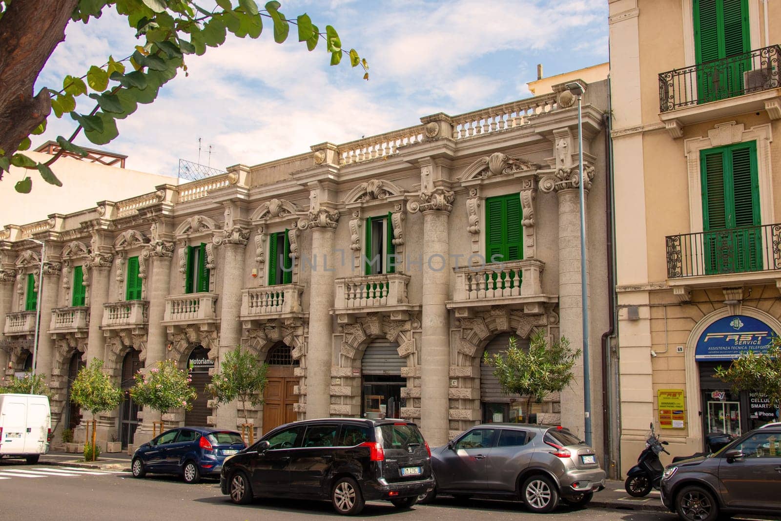 Sicily, Messina, Italy - 26 September 2023 – Street view near city centre of Messina town. City views, facades, architecture and the most popular streets.