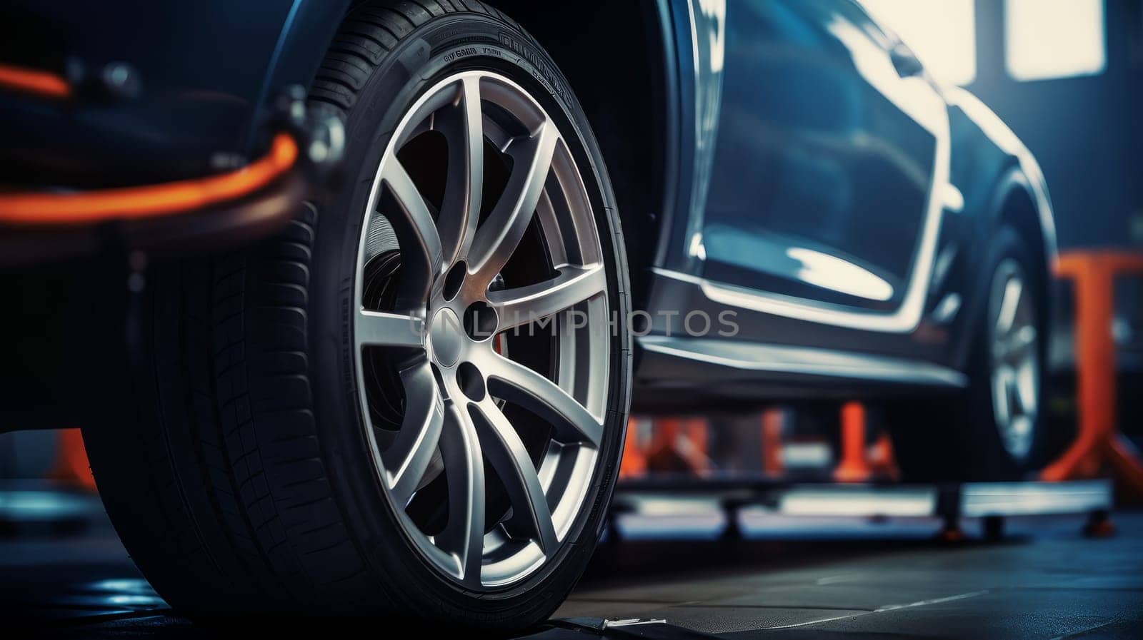 Passing Car Tyre With Grip Surface Closeup