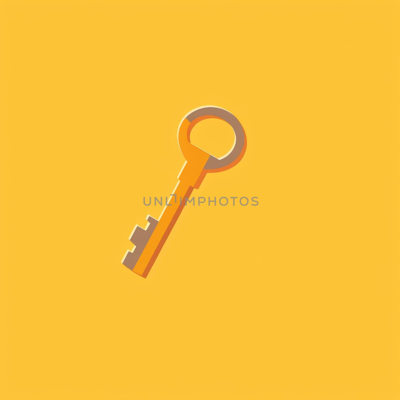 Old door key vector icon illustration on orange background
