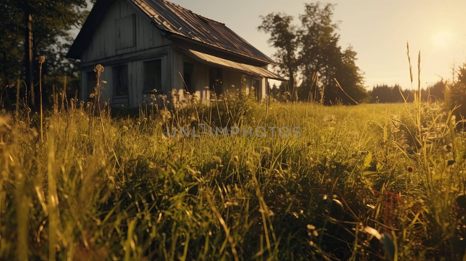 Neglected typical american property with overgrown grass - a real estate investing concept of properties needing work, TLC, renovating. Arbitrage and house flipping.
