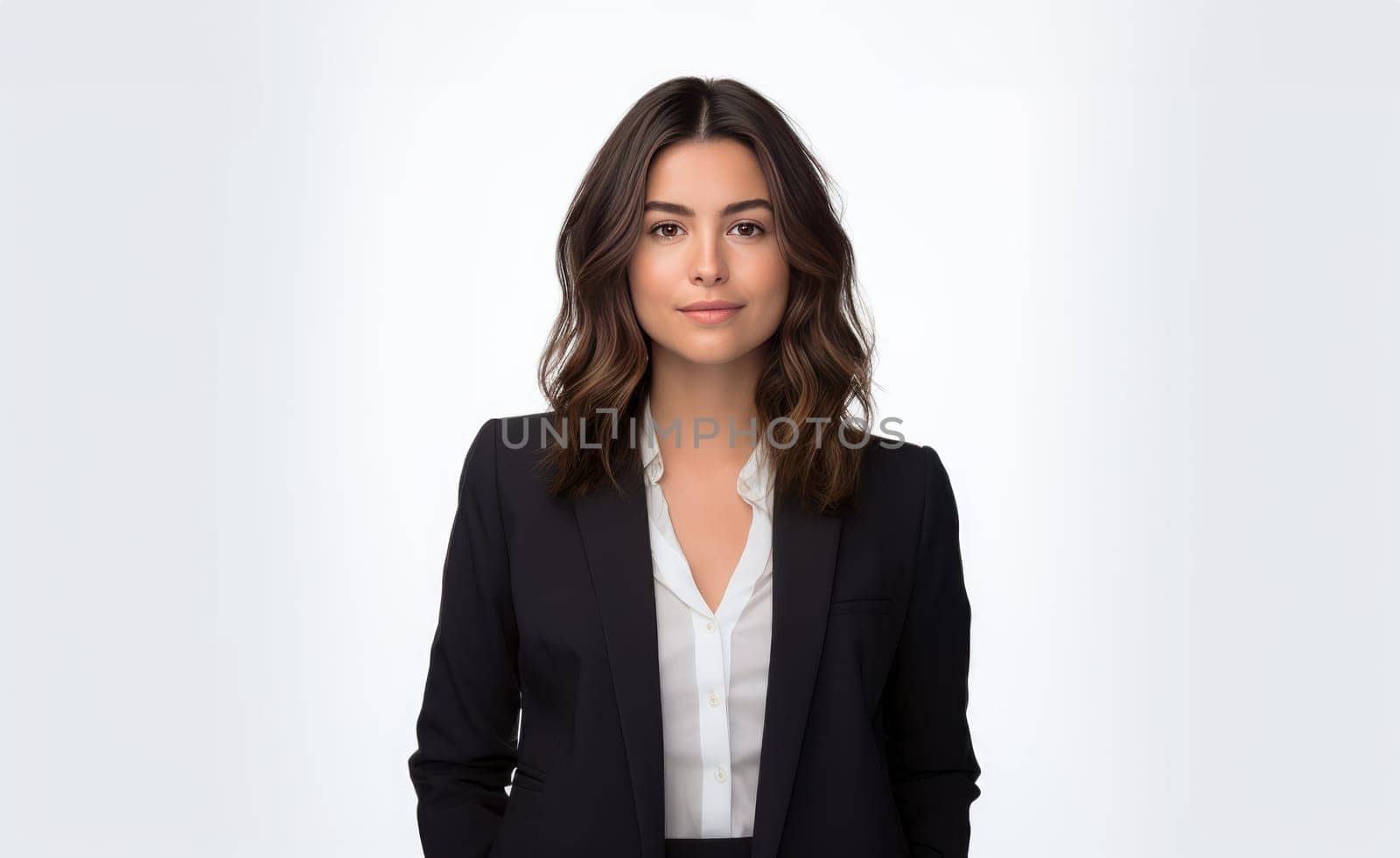 Attractive Businesswoman isolated on bright background. artificial art
