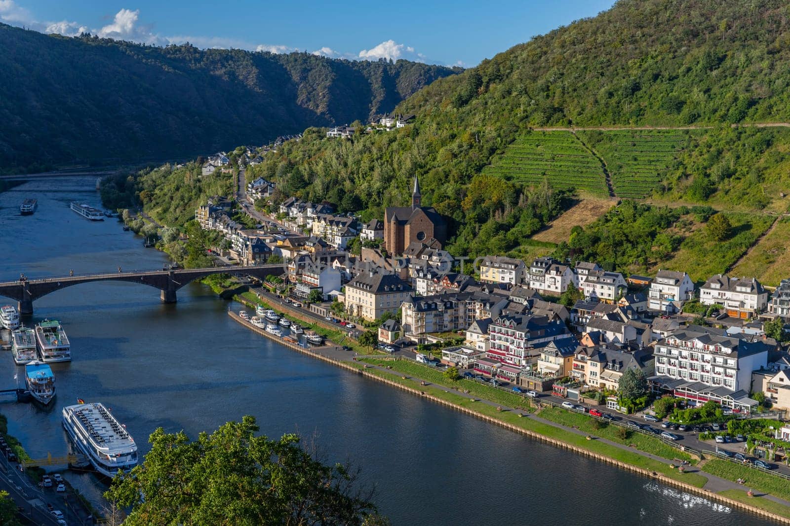 Cochem, Germany, August 2, 2023 - Cochem old town and Mosel river in Germany