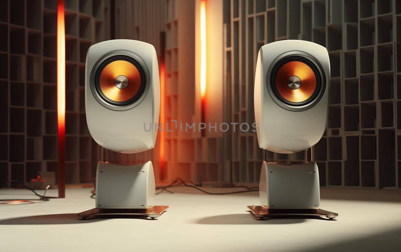 Designer Audio Speakers. Audiophile Equipment Product Idea.