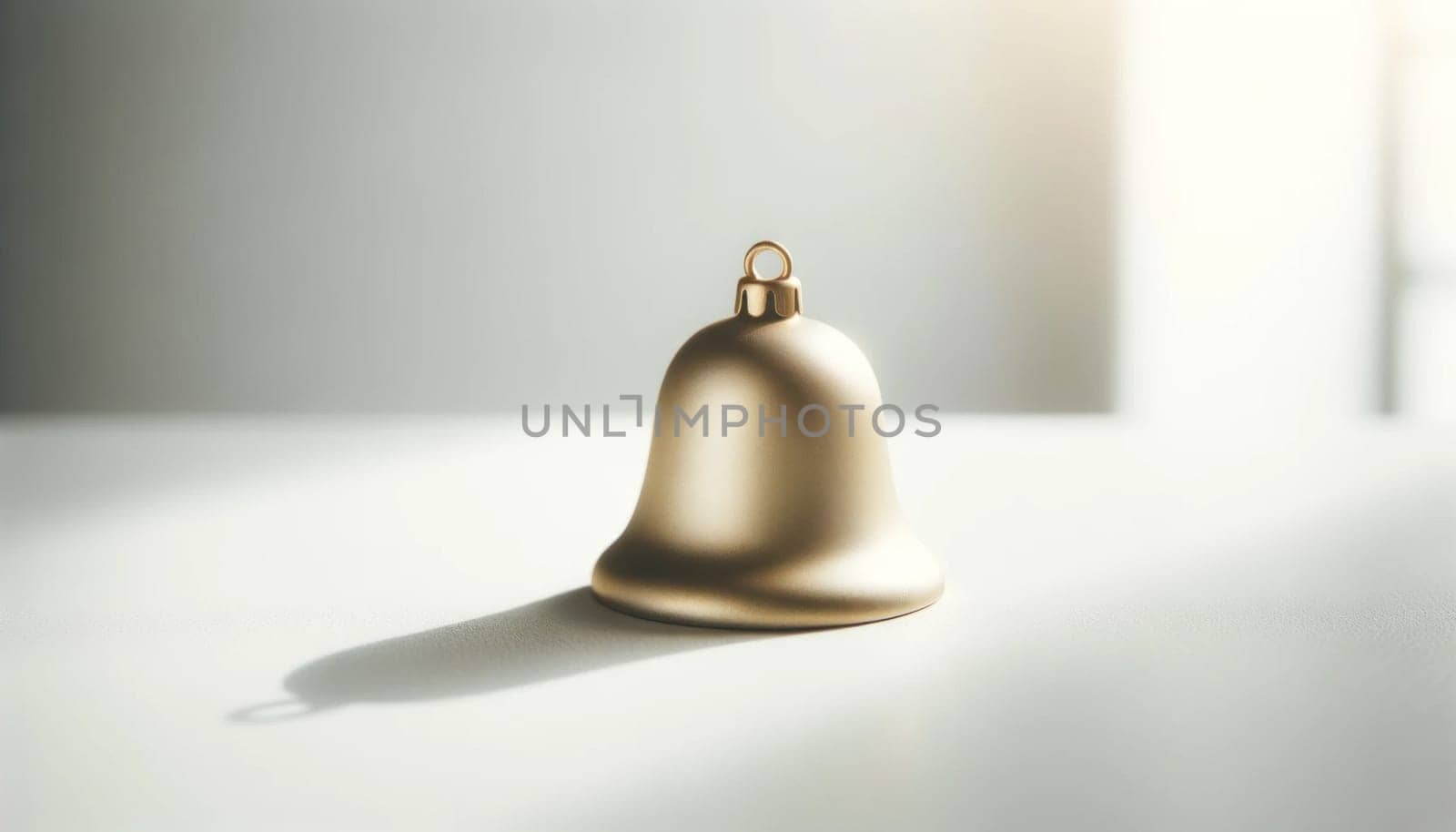 Sunlit golden bell on a clean white. Created using AI Generated technology and image editing software.