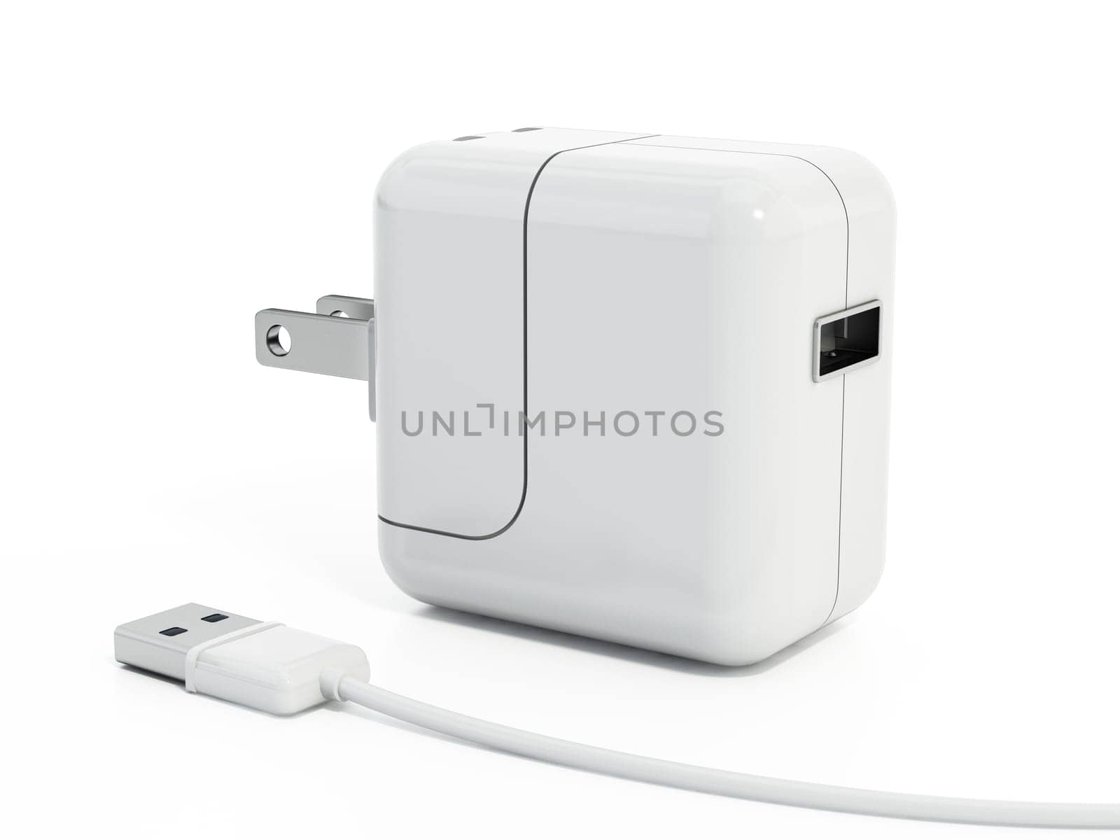 Contemporary smartphone fast charger isolated on white background. 3D illustration.