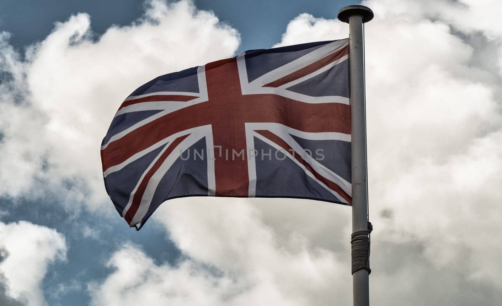 the British flag waving in the wind
