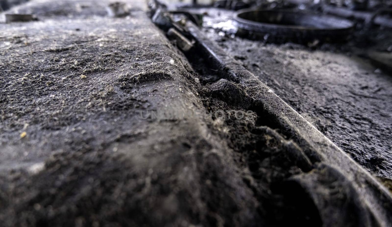 Detail of dirty and used oil, pollution and destruction of the environment